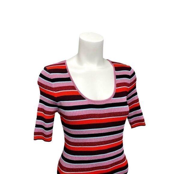Bar III Dress Medium Metallic Striped Pink/Black - Picture 2 of 9